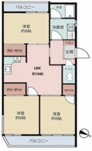 ライオンズマンション沢渡302号室_間取り